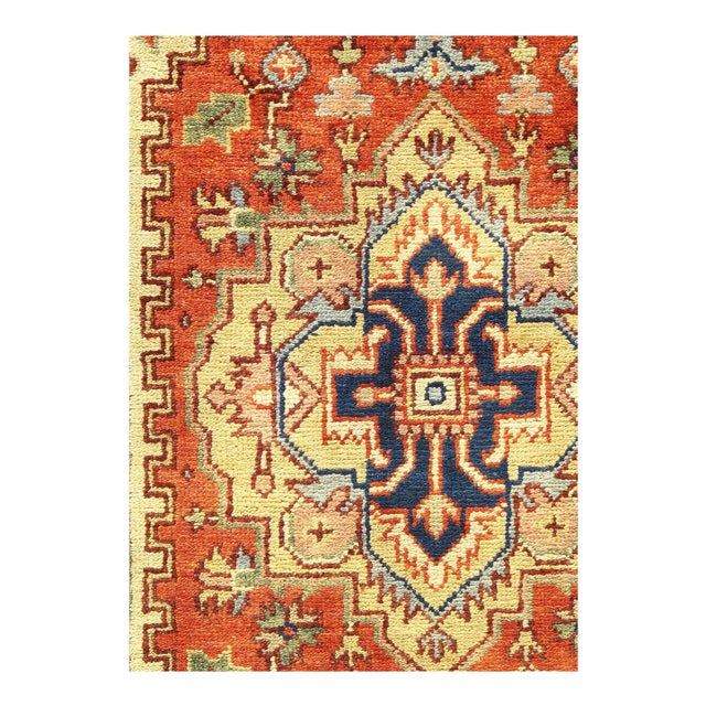 Indo Serapi design rug. Handmade Hand-knotted in fine lambswool. Lamb's Wool on a Cotton Foundation Vegetable Dyed Hand-...
