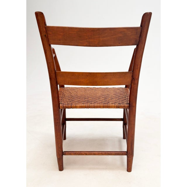 Burnt Umber Early 20th Century Set of Four American Colonial Revival Hand-Painted Armchairs, Woven Splint Seats For Sale - Image 8 of 16