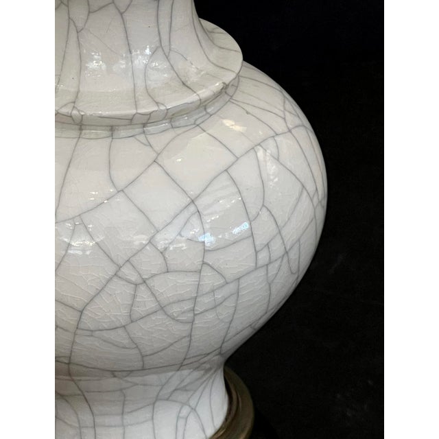 Ceramic Pair 1960s Stiffel Asian Inspired Ivory Crackle-Glaze Ginger Jar Lamps For Sale - Image 7 of 10