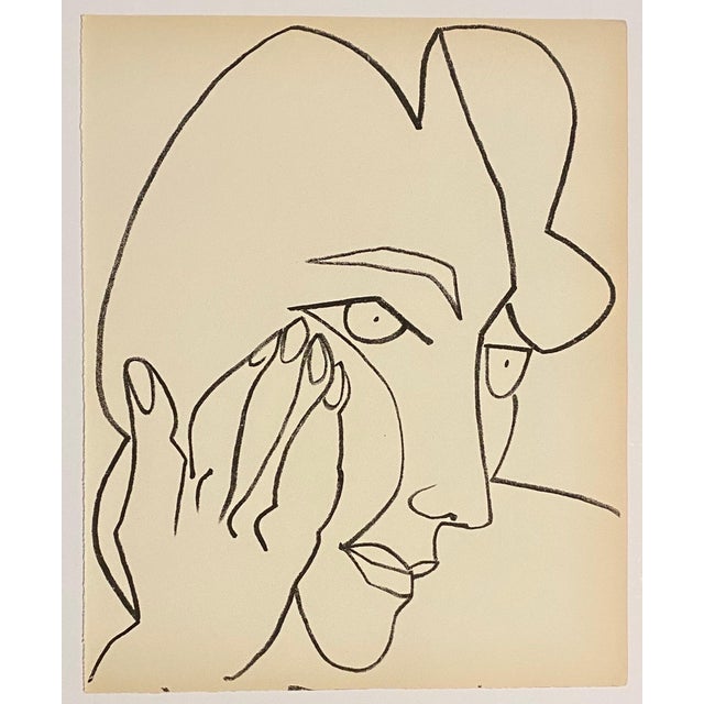 Modern Françoise Gilot, Portrait of a Woman Original French Mourlot Modernist Lithograph Francoise Gilot, 1951 For Sale - Image 3 of 4