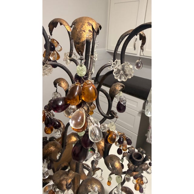 Metal Circa 1940s Italian Gilt Tole & Glass Fruit Candelabra — Pair For Sale - Image 7 of 10