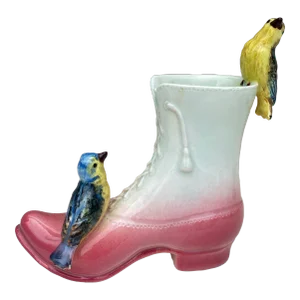 Majolica Shoe With Birds Jardiniere Massier, Circa 1890
