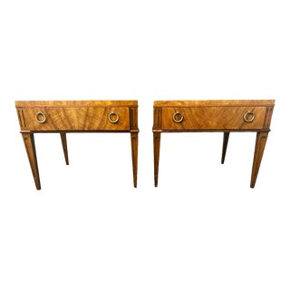 Baker Furniture Mid 20th Century Vintage Walnut Louis XVI Regency End Tables - a Pair For Sale
