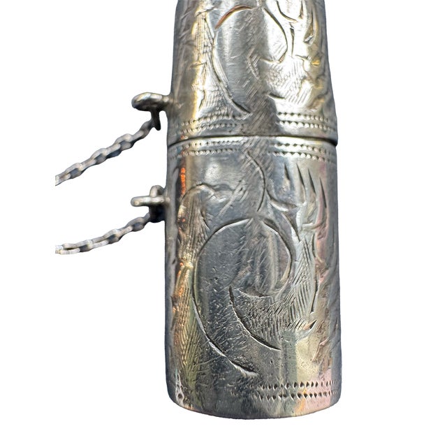 Antique Sterling Silver Cylindrical Vesta Match Safe For Sale - Image 9 of 11