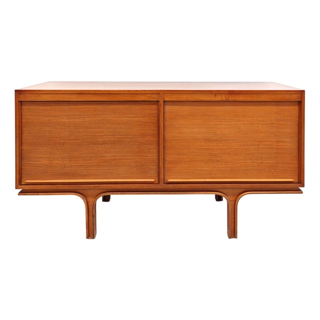 Vintage Light Wood Sideboard with Shutter Closure attributed to Gianfranco Frattini, 1960s For Sale