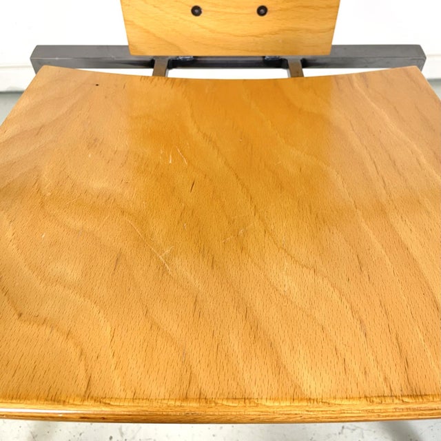 German Modern Squared Chair in Wood and Metal by Karl-Friedrich Foster Kkf, 1980s For Sale - Image 9 of 18