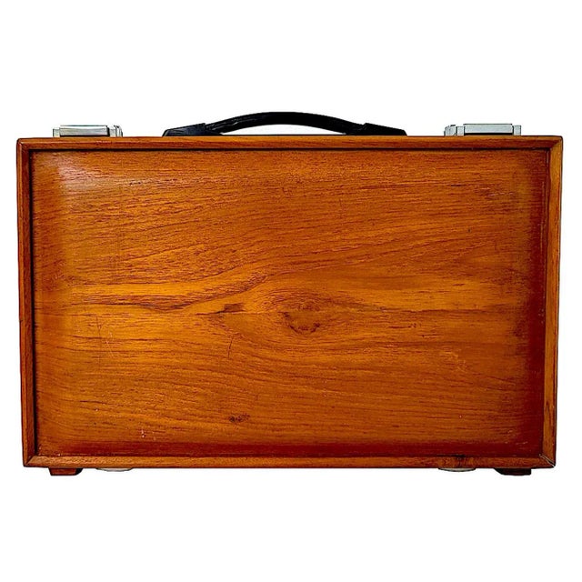 Mid 20th Century Teak Wood Briefcase For Sale - Image 11 of 11