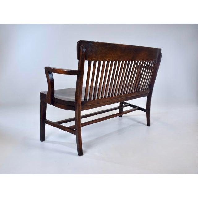 Antique Solid Dark Birch Lawyer's Bench, Newly Refinished For Sale In Philadelphia - Image 6 of 13