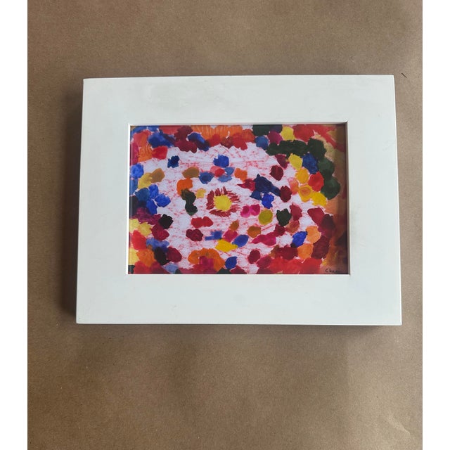 A joyful and energetic original abstract composition bursting with color. This piece features layered, painterly dabs in...