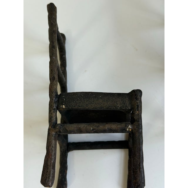 Black Vintage Brutalist Cast Iron Chair Sculptures Set of Two 1980s For Sale - Image 8 of 9
