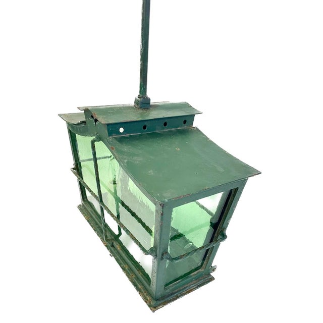 Pair of Antique French Green Lantern Pendants For Sale - Image 11 of 12