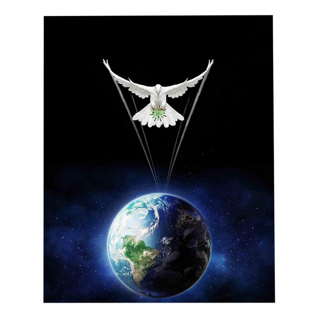 Dario Cusani, Colombavirus Free Humans from Evil (Cut Earth), Print, 2020 For Sale