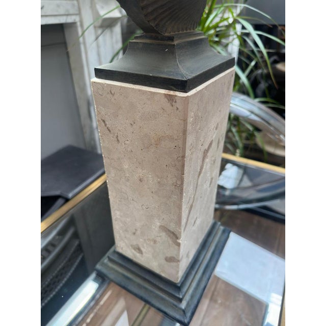 Tall Travertine and Bronze Table Lamp, 1970s For Sale - Image 10 of 12