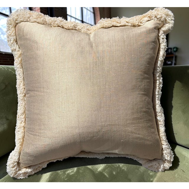 Mariano Fortuny Silver & Beige Damask Designer Pillow - 1 of 2 Available.