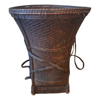 Antique Khmu Tribal Hand-Woven Carrying Basket, Laos For Sale
