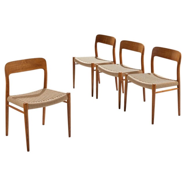 Model 75 Dining Chairs in Oak by Niels Otto Moller for J. L. Møllers, Denmark, 1954, Set of 4 For Sale - Image 15 of 15