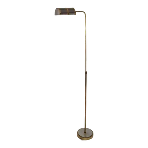 1950 Koch & Lowy Style Mid-Century Modern Adjustable Brass Steel Floor Lamp