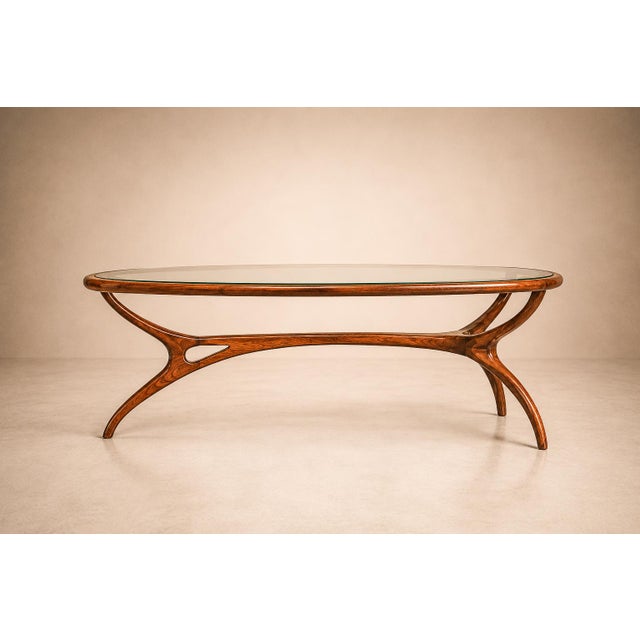 Large “Egg” Coffee Table in Caviúna Wood & Glass by Giuseppe Scapinelli, Brazil, 1950s For Sale - Image 12 of 18