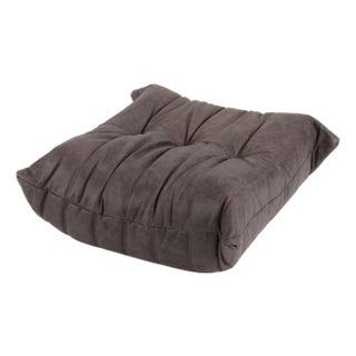 Vintage Ligne Roset Togo Ottoman in Mocha Brown Leather For Sale