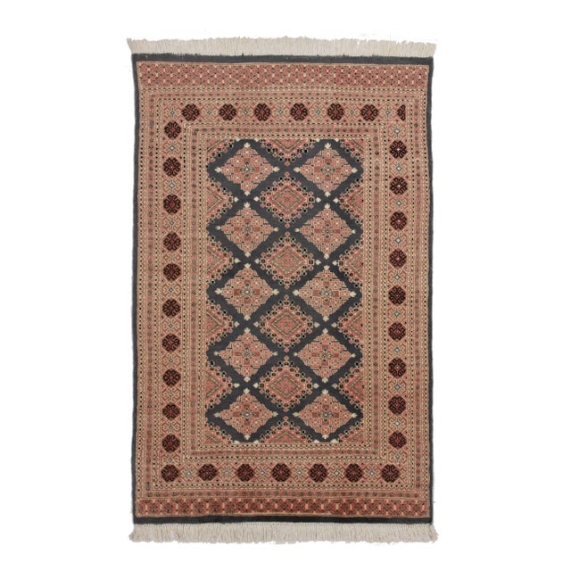 Hand Knotted Wool & Silk Bokhara Rug 3′11″ × 6′1″ Chairish