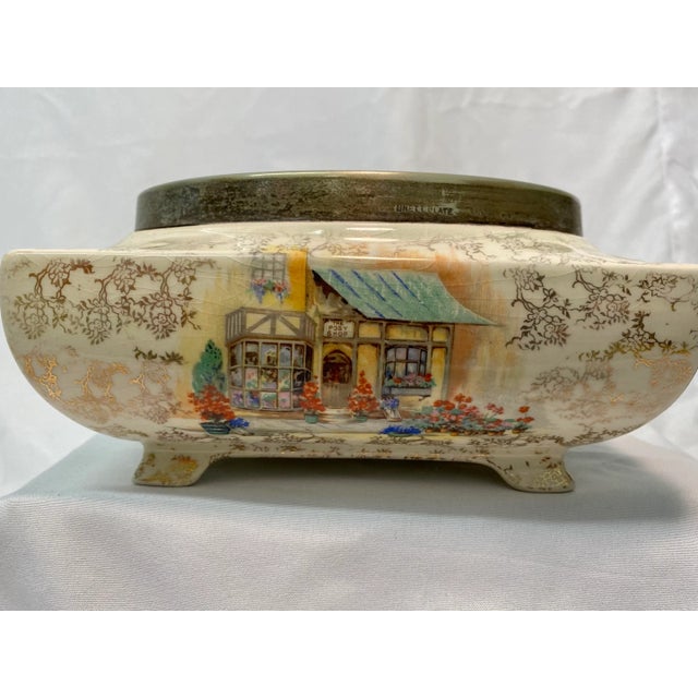 Antique Sandland Ware Rose Bowl With Silver Plate Rim Made in England For Sale - Image 11 of 11