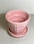 McCoy Pottery 1940s - 1960s "Pink" Mid Century Flower Pot And Attached Saucer Bark Basket Weave Design, Extra Small, Pink...