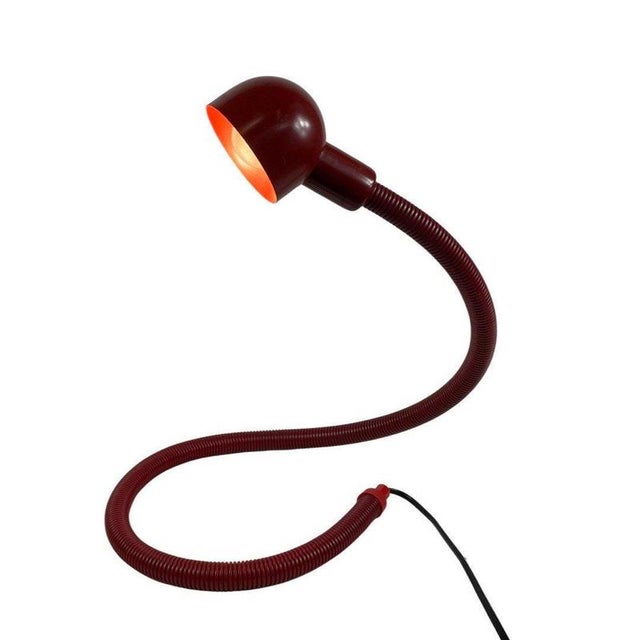 Metal Fully Flexible Red Snake / Serpent Gooseneck Desk Lamp from Eurolux, 1970s For Sale - Image 7 of 8
