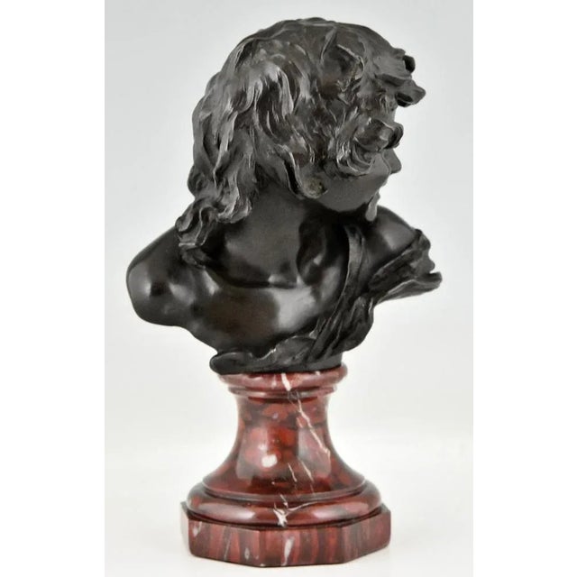 Antique Bronze Bust of a Smiling Child by Jean Antoine Injalbert, France, 1900s For Sale - Image 5 of 11