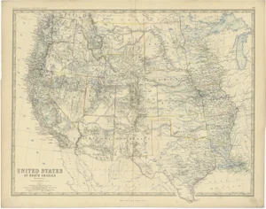 Map of Western United States Detailed Atlas by Keith Johnston, 1874