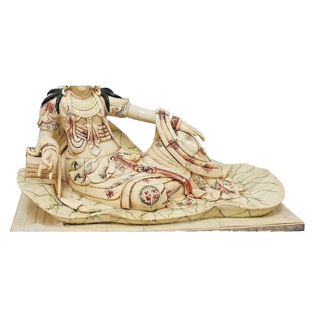 Chinese Chinese Reclining Guanyan Made of Bone & Bone Tiles For Sale - Image 3 of 8
