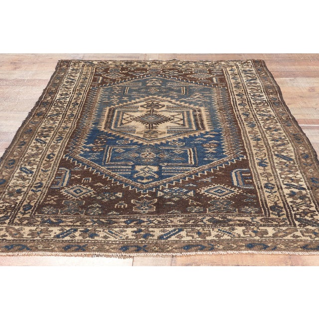 Cerulean Antique Persian Malayer Rug - 03'06 X 05'06 For Sale - Image 8 of 9