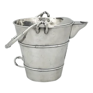Japanese Sterling Silver Cocktail or Water Pitcher / Ice Bucket / Wine Cooler in the Shape of a Bucket, Arthur and Bond, Yokohama, Circa 1900