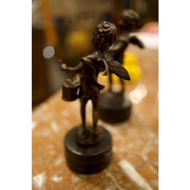 Brown French Cherubs Sculptures in Bronze, Set of 2 For Sale - Image 8 of 9