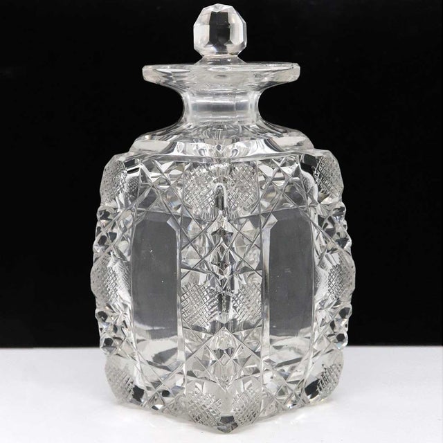 American Victorian Bright Cut Glass Perfume Bottle For Sale - Image 4 of 5