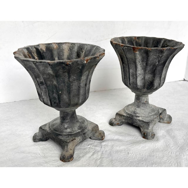 Vintage French Cast Iron Pedestal Urn For Sale - Image 12 of 17