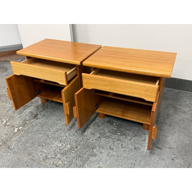 Mid-Century Modern Mid-20th Century Danish Modern Cherry Nightstands, Pair For Sale - Image 3 of 12