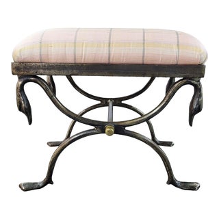 Vintage Mid-Century Modern Italian Bronze & Steel Swan Head Bench For Sale