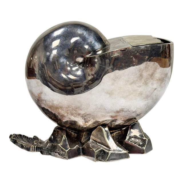 1880s English Silver Plated Nautilus Spoon Warmer For Sale