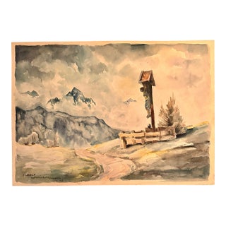 1940s Important & Dramatic Signed World War II Watercolor Painting For Sale