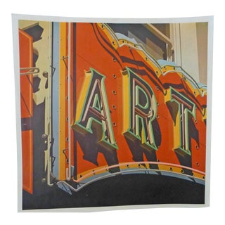 Vintage Robet Cottingham "ART" Pop Art Print From American Signs Portfolio Series Ok Harris Gallery NYC For Sale