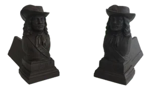 cast Iron Musketeers Andirons, French, circa 1950 - A Pair