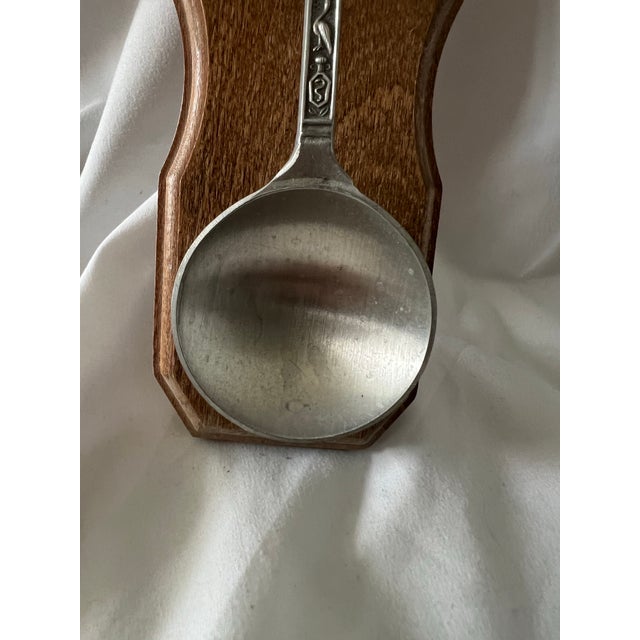 Silver Vintage Dutch Pewter Wedding Spoon With Wooden Holder For Sale - Image 8 of 11