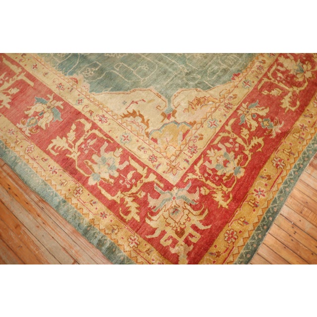Asian Antique Zabihi Collection Phenomenal Antique Turkish Oushak Rug For Sale - Image 3 of 12