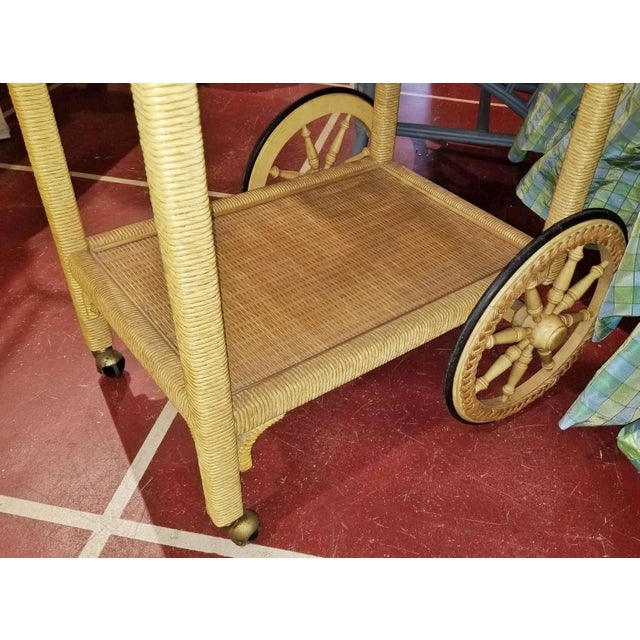 Amber 1970s Wicker Bar Tea Cart For Sale - Image 8 of 10