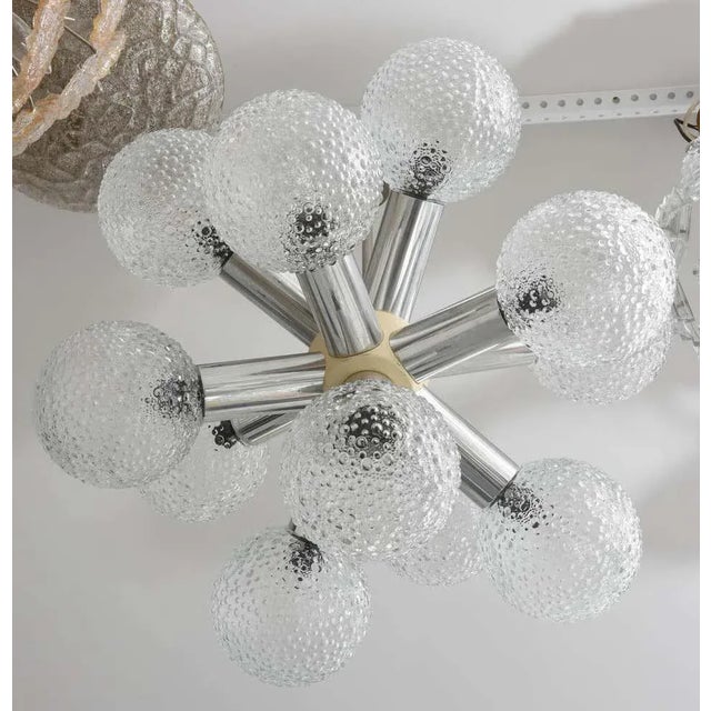 Polished Chrome and Bubble Glass Chandelier Modified Space-Age Style For Sale - Image 4 of 11