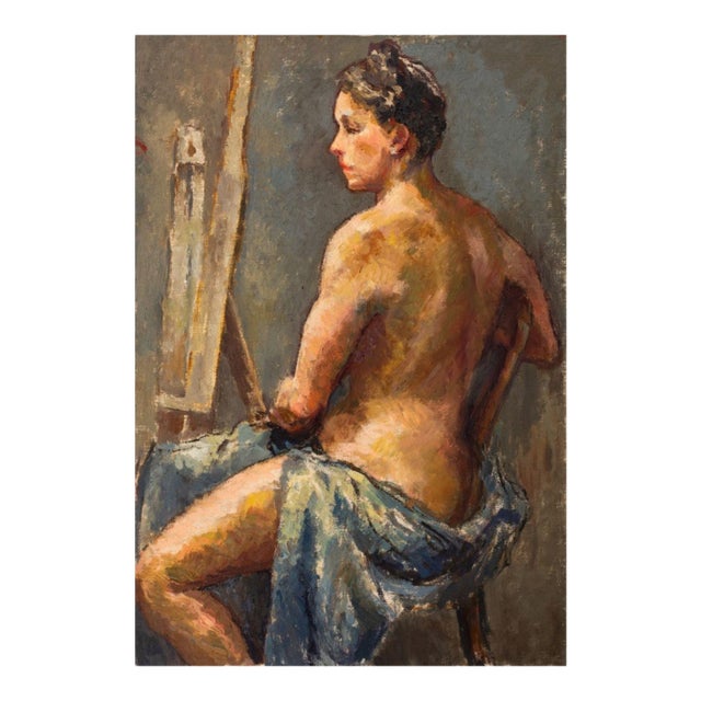 Edwards Seated Female Nude Oil on Canvas For Sale