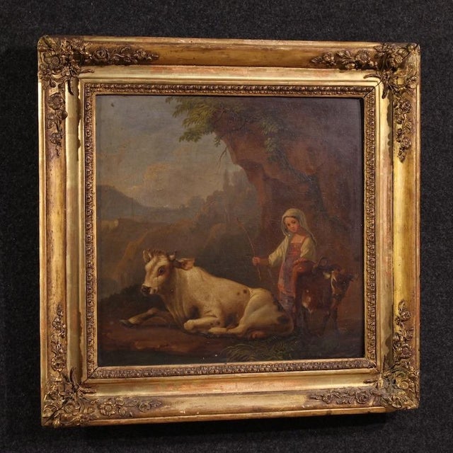 Italian Artist, Bucolic Landscape, 1830, Oil on Panel For Sale - Image 14 of 16