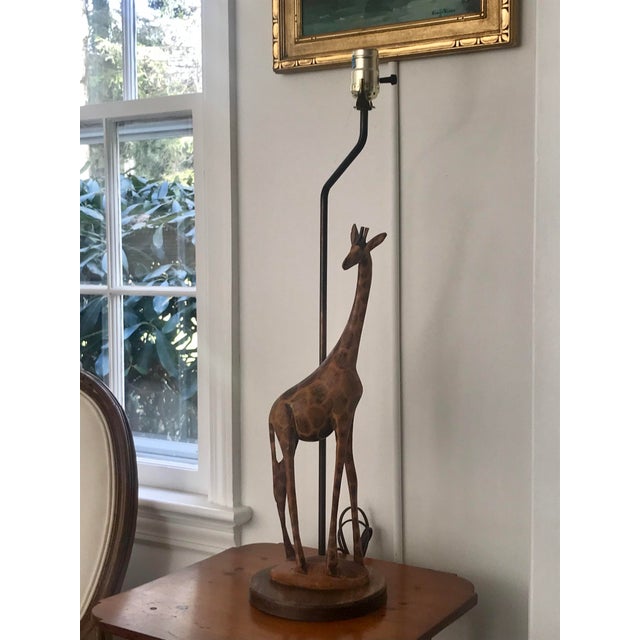 1980s Carved Giraffe Table Lamp | Chairish
