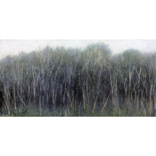 Black Locust Grove in the Rain by Lisa Lebofsky | Oil on panel painting of trees in rain. For Sale