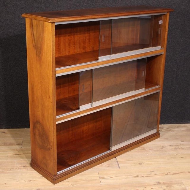 Italian Walnut Bookcase, 1960s For Sale - Image 9 of 14